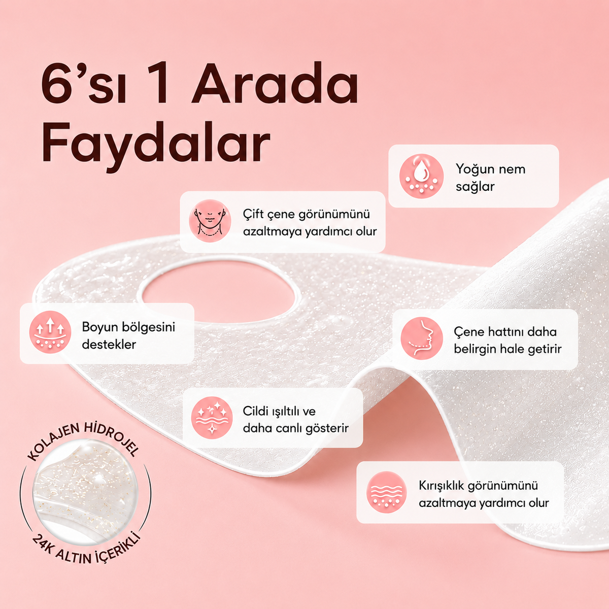 Orélia™ – Çene Hattı ve Boyun İçin Lifting Kolajen Maskesi